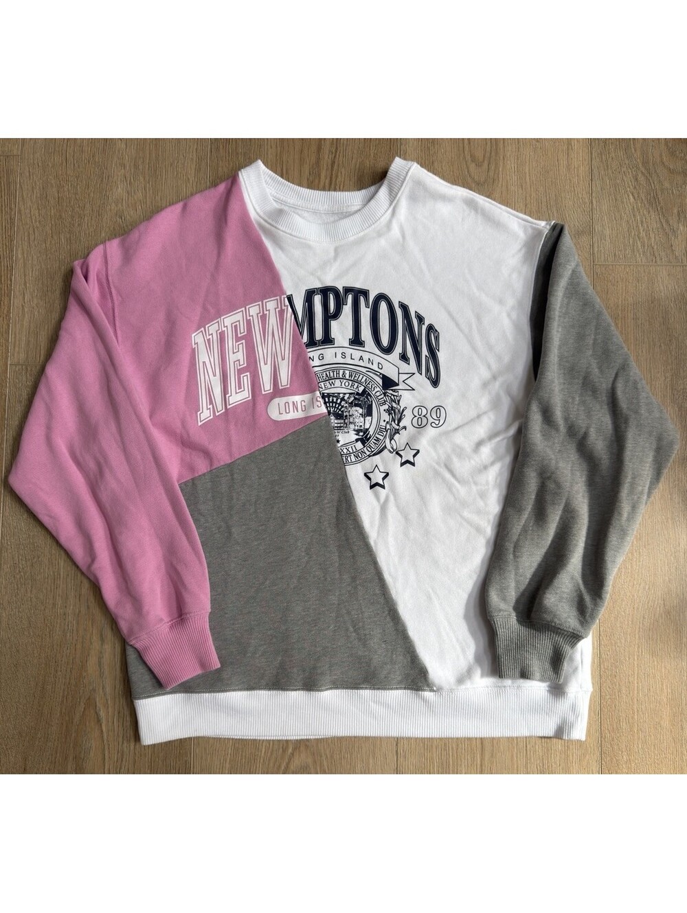 Hollister Y2K New Hamptons Crewneck Sweatshirt Women’s Small Pink Colorblock